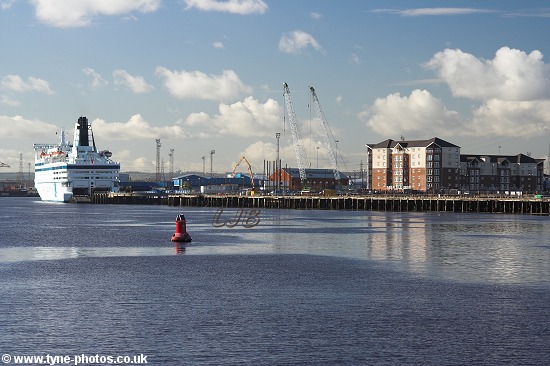 Car and Passenger Ferry, Queen of Scandinavia, berthed at North Shields.