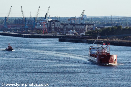 Chemical Tanker Alcedo approaching North Shields Fish Quay.