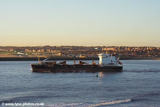 Dredger Sand Heron leaving the River Tyne.