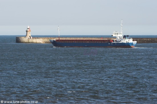 Cargo Ship Sea Box leaving the River Tyne.