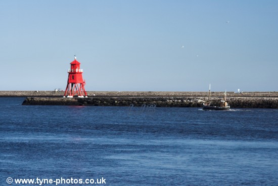 View of Herd Groyne from the North Shields on a fine calm day. 