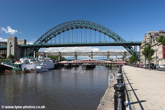 The Tyne Bridge seen from Newcastle Quayside.