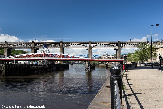 The High Level Bridge seen from the Quayside.