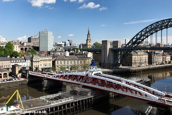 Swing Bridge and Tyne Bridge seen from the High Level Bridge.