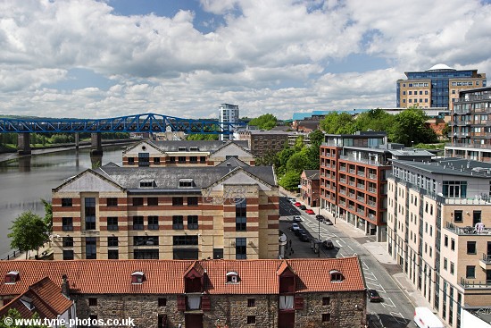 View along the River Tyne towards the Metro Bridge from the High Level Bridge