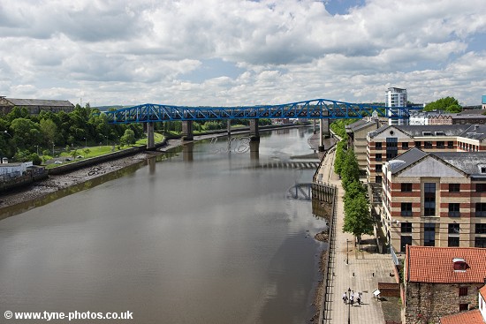 View along the River Tyne towards the Metro Bridge from the High Level Bridge