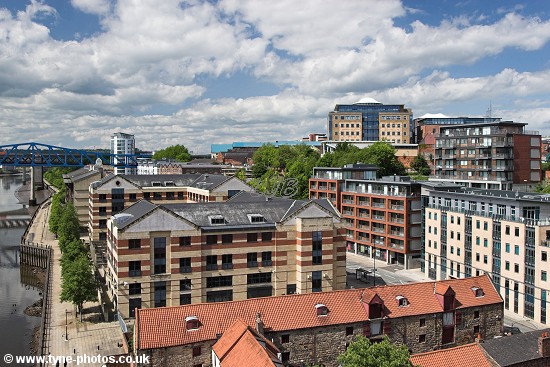 View along the River Tyne towards the Metro Bridge from the High Level Bridge
