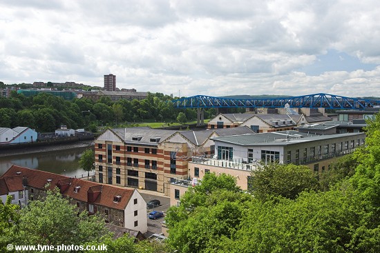View along the River Tyne towards the Metro Bridge from the High Level Bridge