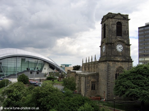 The old and the new - Gateshead Visitor Centre and The Sage.