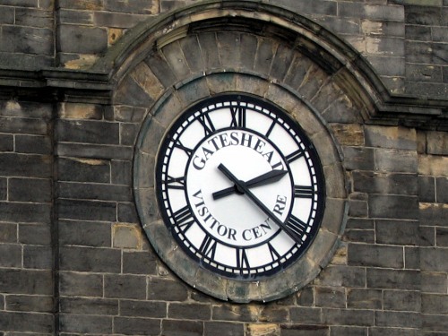Close up of the clock face.