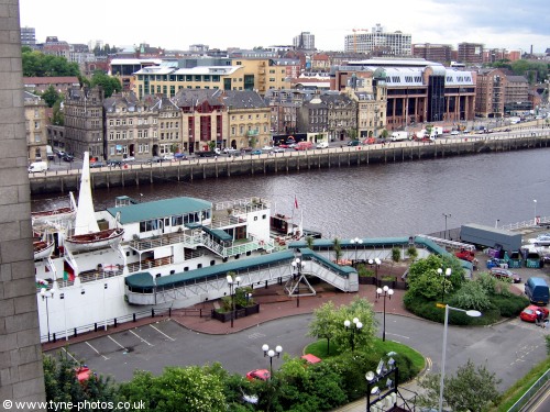 View over the River Tyne towards Newcasle from the Gateshead end of the Tyne Bridge.