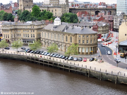Looking down onto Newcastle Quayside between the Tyne Bridge and the Swing Bridge.