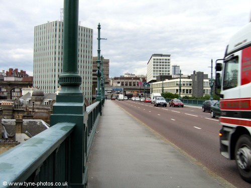 View to the north end of the Tyne Bridge and start of the Central Motorway.