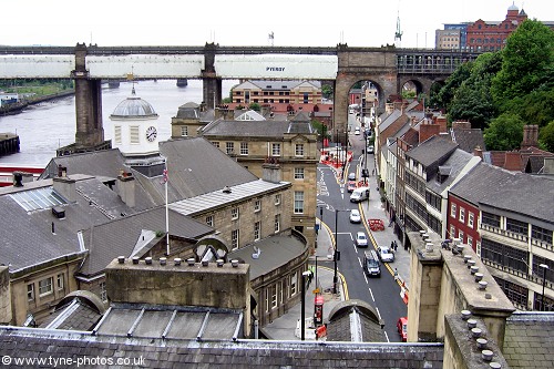 View over rooftops to the oldest remaining Quayside buildings.