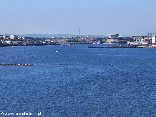 View up the River Tyne to North and South Shields.