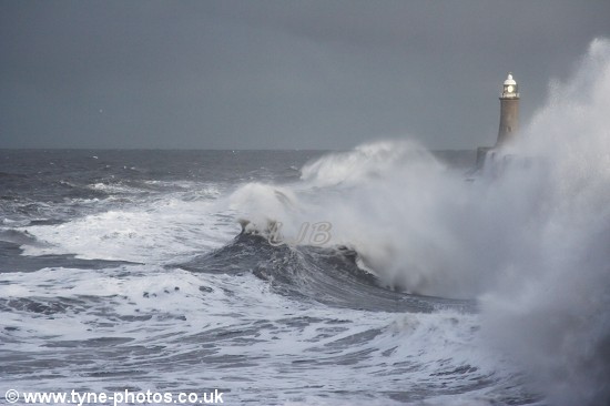 Stormy sea at Tynemouth Pier.
